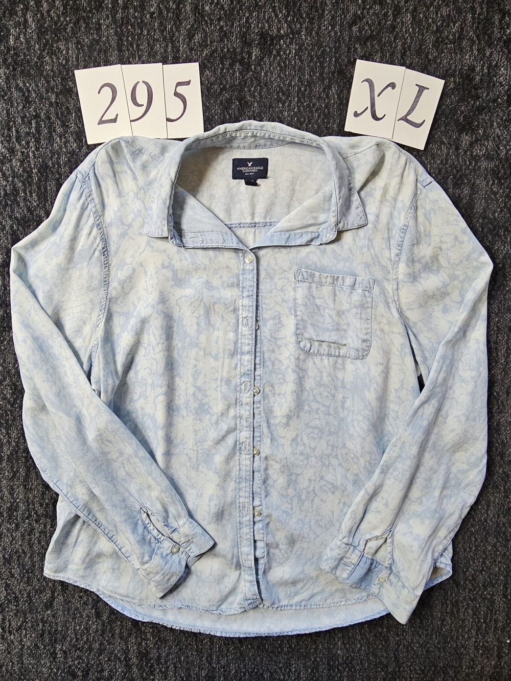 American Eagle Outfitters Light Blue Washed Button-Up Shirt